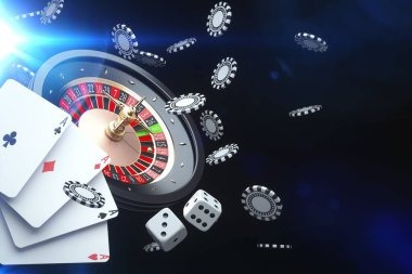 Roulette wheel with ball in motion