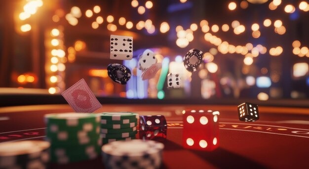 Baccarat table showing Player, Banker, and Tie betting positions